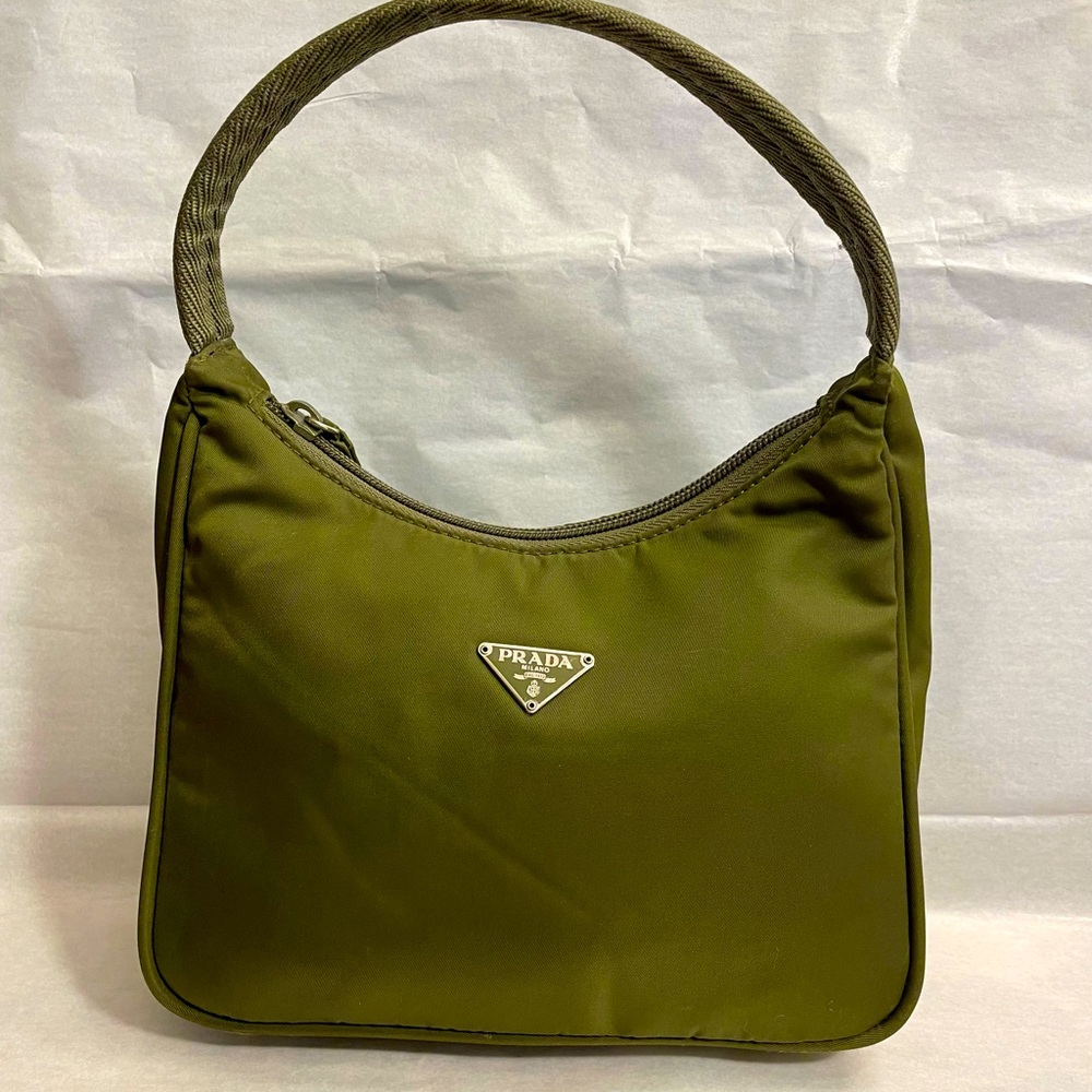 Prada nylon mini hobo bag vintage 2000 green